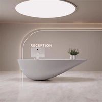 Funroad Comptoir en bois design moderne avec logo personnalisé Comptoir de réception Table blanche Comptoir de bureau