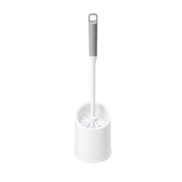 Brosse de toilette à nettoyage en profondeur avec support à long manche, poils denses, brosse de récurage robuste, rangement facile, pour salle de bain