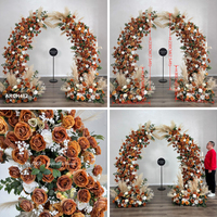 Arche florale de luxe pour mariage, arrangement d'arche de fleurs en soie blanche, arche de fleurs blanche en forme de corne pour événement de mariage