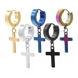 Steampunk grande uomo che indossa <span class=keywords><strong>Playboy</strong></span> Piercing orecchini a croce d'oro per uomo Earing - Product Image 2