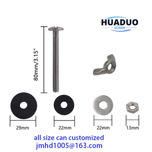 Kit de Reparación de Pernos para Tanque de Inodoro, 5/16 * 3.15 Pulgadas, Acero Inoxidable, Resistente a la Corrosión, Pernos para Tanque de Agua de Inodoro, <span class=keywords><strong>Tornillos</strong></span> para Madera - Product Image 2
