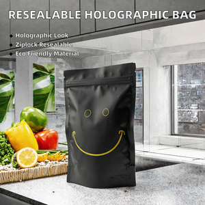 Black Stand Up Pouch Resealable <b>Ziplock</b> Flat Bottom Packaging <b>Bag</b> 10 x 15 cm for Food/ - Product Image 2