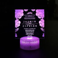 Tarjeta acrílica led para decoración navideña, tarjeta de menú de boda con luz diferente con soporte
