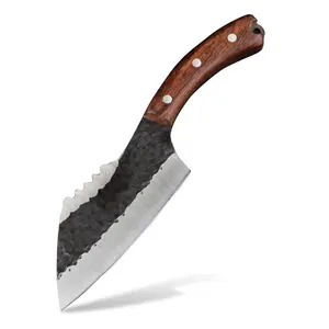 Yieryi Stainless Steel Serbian Forged Chopper Knife Camping Cooking Portable Cutting 7 Inch Butcher Chopper Knife