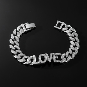 Hot Selling Cool Popular Simple Design Alloy Letter Chain <b>Bracelet</b> Hiphop Style Unisex <b>Bracelet</b> Trendy Jewelry Wholesale - Product Image 2