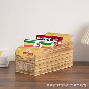Wooden Compartmentalized Storage Box Rectangular Natural Wood Color With Partitions For Home Use <b>Standing</b> Type Condiment Box - Product Image 4