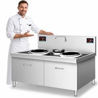 Kompor Induksi Wok Komersial Tugas Berat Tungku Tunggal Baja Tahan Karat Industri Peralatan Dapur Profesional