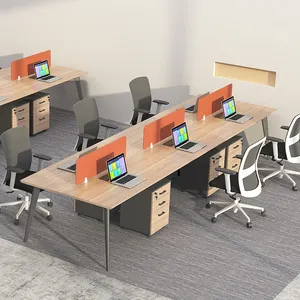 Mesa de trabajo para trabajadores, muebles modulares modernos de madera para oficina, 2 4 6 8 personas