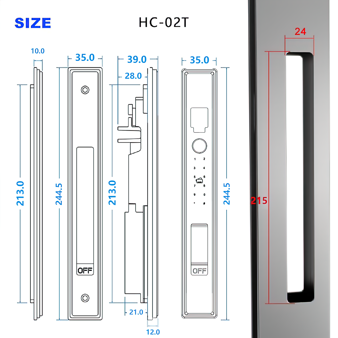 Serrure Connectée WINFREE HC-02Y Pour Porte Coulissante – Contrôle Par App Tuya, Wi-Fi/Bluetooth, Argent.