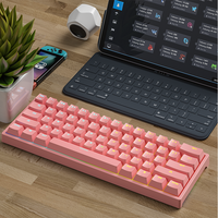 Keyboard Mekanik USB-C Nirkabel RGB Backlit Baru untuk Dual Mode Hot-Swappable Mini 61-Key Red Switch untuk PC PS4 iPhone iPad
