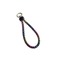 Porte-clés de poignet en strass, cordon scintillant en cristal, sangle courte pour clés, porte-clés décoratif multicolore, cadeau pour fille et femme