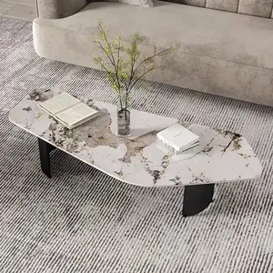 Modern Stainless Steel Tea Table Luxury Hotel Lobby Villa Living Room Furniture Factory Customization Marble Top Coffee Table
