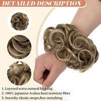 SARLA Postiches synthétiques premium bouclées pour chignons désordonnés, extensions de cheveux avec élastique pour femmes