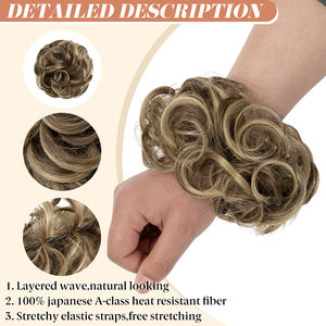 SARLA <span class=keywords><strong>Chignon</strong></span> Bouclé Haut de Gamme en Fibre Synthétique pour Femme, Postiche Élastique <span class=keywords><strong>Faux</strong></span> <span class=keywords><strong>Chignon</strong></span> Coiffé-Décoiffé - Product Image 2