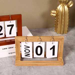 Adorno de calendario de madera de Mystic Arts, decoración de escritorio de estilo minimalista para el hogar, oficina, regalo artesanal - Product Image 3