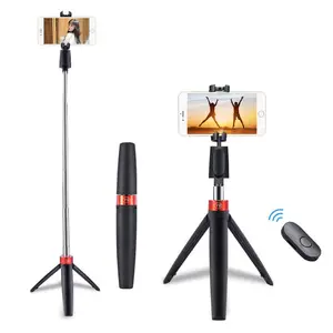 Dudukan Ponsel Tanpa Kabel, Tongkat Swafoto, Tripod Monopod, Tongkat Swafoto, Dapat Dilipat, dengan Pengendali Jarak Jauh