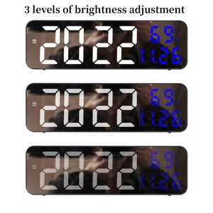 9 pollici <span class=keywords><strong>grande</strong></span> sveglia digitale LED modalità notte Snooze 12/24H USB Plug-in versione per umidità temperatura Display soggiorno - Product Image 3
