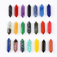 Bâtonnet de cristal naturel à double pointe 32x8mm, pointe de crayon en prisme hexagonal pour la guérison Reiki, vente en gros