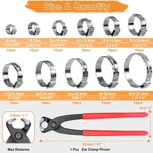 Sanya 121pc Stainless Steel <b>Hose</b> <b>Clamps</b> With Pliers 6-33.1mm For Repair And Replacement - Product Image 4