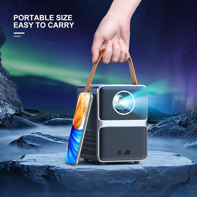 Mini Electric Focus Portable 1080P 300" Screen LED Lamp Projector with Android 9 8GB Storage 5G/WiFi/BT for Outdoor Use