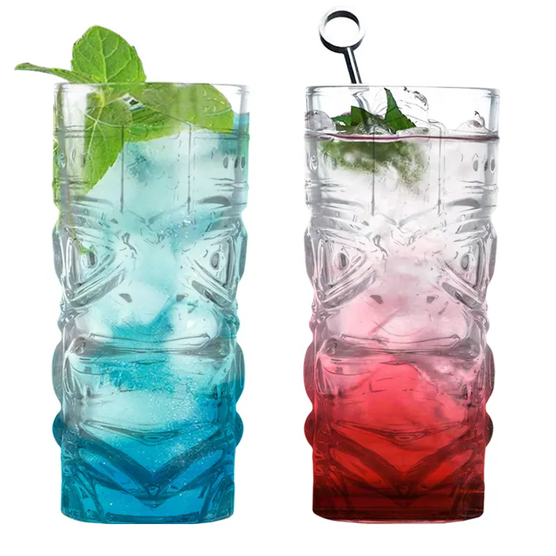 Top người bán uống kính dày Kính Cocktail kính sáng tạo khuôn mặt kết cấu thiết kế bia Kính Cup cho Thanh thủy tinh