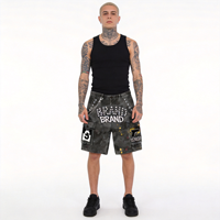 Shorts en jean cargo Y2K personnalisés de haute qualité avec broderie et patchs vieillis, pour hommes, avec strass – Fabricant