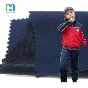 Durable kids track suit textiles and fabrics polyester tricot super poly fabric for cloth track jacket