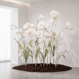 Flores Gigantes de Papel de Peonía Blanca, <span class=keywords><strong>Iris</strong></span> y <span class=keywords><strong>Lirio</strong></span> de los Valles para Instalación en Suelos, Exhibición en Eventos de Boda, Venta al por Mayor - Product Image 4