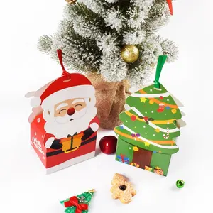 Noel ağacı Cupcake/şeker/çikolata/aperatifler kağıt hediye kutusu çocuklar için tatil Wrapping sarma küçük hediye kağıt kutuları