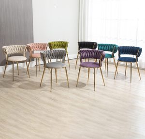 Sedia da pranzo da <span class=keywords><strong>cucina</strong></span> moderna viola dal Design speciale poltrona da toeletta con accento trapuntato in velluto per sala da pranzo, soggiorno, camera da letto - Product Image 2