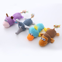 Jouet à mâcher interactif pour chien en peluche avec queue en corde de coton nouée, couineur intégré, pour le nettoyage des dents, vente en gros, personnalisation OEM, directement de l'usine