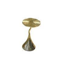 Table d'appoint ronde légère en cuivre pur de luxe Table à volants en métal mobile de créateur pour villa haut de gamme Salon