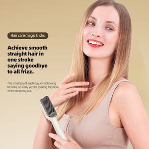 Mini herramientas de peinado eléctricas profesionales 2 en 1 de marca privada: cepillo alisador y rizador de pelo - Product Image 4
