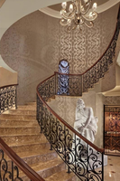 Escalier en colimaçon en acier sur mesure HZ avec rampes en fer forgé, style moderne, pour villas