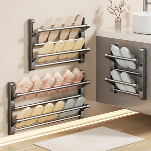 Foldable Slipper <b>Rack</b> Multi Layer Storage For Bathroom <b>Wall</b> Mounted <b>Shoe</b> Organizer With Adjustable Size And Depth 4-7.9in - Product Image 1