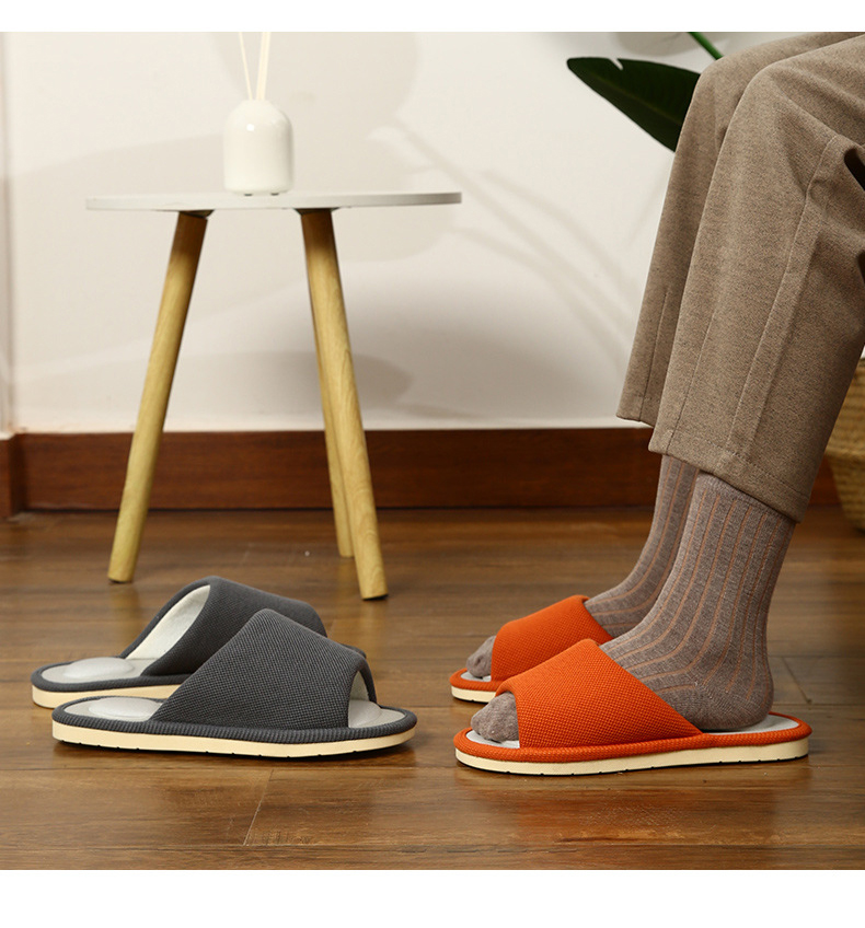 2023 New Linen Indoor Household Slippers Non-slip Couple Massage Slippers Wholesale
