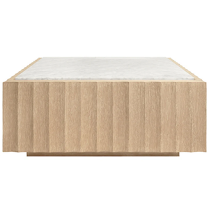 Granger Coffee TableSquare coffee <b>table</b> with fluted detail in cerused oak with <b>white</b> carrara marble top - Product Image 1