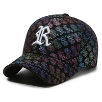 Gorra de Béisbol Unisex Estilo Coreano Vintage con Estampado de Leopardo, 5 Paneles, Sarga, Letras Reflectantes, Transpirable, Impermeable, 100% Poliéster