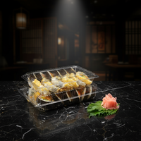 Boîte à sushi rectangulaire jetable en plastique PET, très vendue, pour gâteaux, sandwichs, bonbons, personnalisable, facile à utiliser