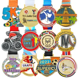 Medaglie di maratona personalizzate OEM danza 3d sport ciclismo oro metallo Taekwondo medaglia calcio Judo Jiu Jitsu smalto Karate medaglie