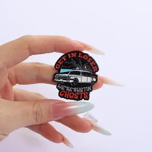 Spilla in metallo smaltato 'Get Loser We're Going Back Time' a tema Cartoni Animati, Anime, Film, Auto, Borsa, Bavero, Gioiello Punk, Regalo per Amici - Product Image 2