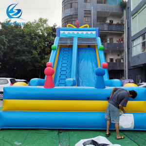 2023 Mới Tùy Chỉnh Khổng Lồ PVC Hồ Nước Màu Xanh Và Màu Vàng Duy Nhất Làn Đường Trượt Thương Mại Trẻ Em Của Inflatable Trượt Nước - Product Image 2