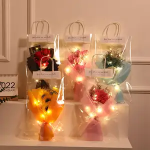 Buquê de flores de sabão vermelho para presente, flores de sabão artificial para rosa, presente de dia dos namorados, JPFG-42 2022
