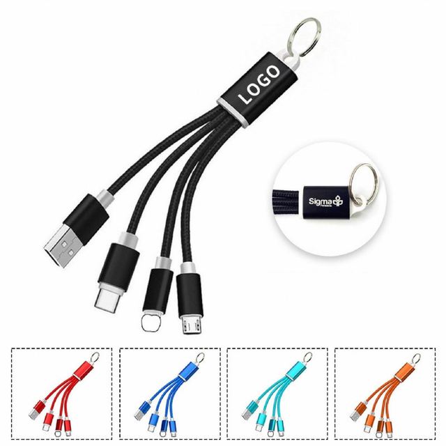 Hot Selling 3 in 1 Nylon Braid Charging Cable Multi-Phone Charger for Phone/Type-C/Android TPE PVC Jacket USB Charging Cable