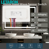 LETARON Nouveau capteur intelligent tout-en-un à commande gestuelle, étanche IP20, avec gradation progressive CCT, certifié CE ROHS, pour miroir de salle de bain