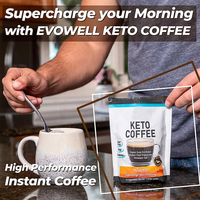 Keto Coffee Gourmet Boisson au café instantanée complète sans sucre avec 6g de MCT pour les régimes faibles en glucides, cétogènes et paléo