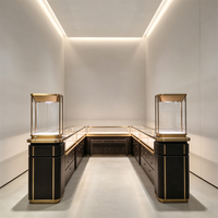 Comptoirs de présentation horizontaux en verre pour montres, vitrine modulaire de luxe en U pour bijoux, système de mobilier de magasin