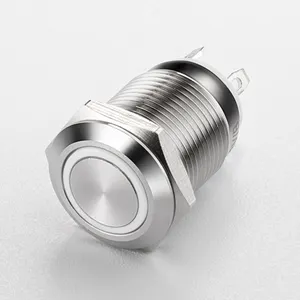 12mm Metal Push Button Switch Flat Round Button 4Pin SPST Latching Led Ring Illuminated Waterproof Metal Push Button Switch