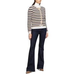 Jeans Personalizados de Mezclilla Elástica Ajustados y Acampanados, Jeans de Mezclilla Azul Marino de Cintura Alta para Mujer - Product Image 5