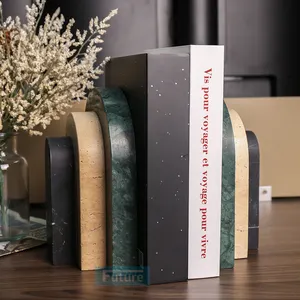 Luxury multi-color splicing irregular Indian green travertine natural marble stone book ends decorative marble bookends